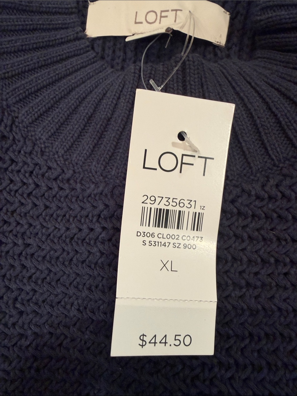 LOFT Navy Textured Mock Neck Sleeveless Knit Tank - Picture 4 of 4